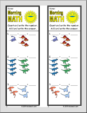 Morning Math Weekly Set – 1-Digit Count and Add #1
