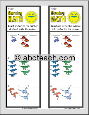 Morning Math Weekly Set – 1-Digit Count and Add #1