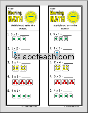 Morning Math Weekly Set – Count and Multiply #1