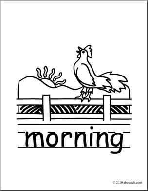 Clip Art: Basic Words: Morning B&W (poster)
