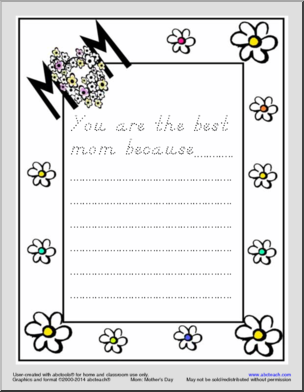 Writing Prompt: Mother’s Day Set dn-font style (manuscript & cursive)
