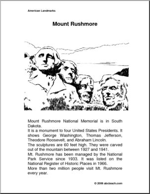 Color and Read: U.S. Landmark – Mount Rushmore (primary)