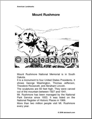 Color and Read: U.S. Landmark – Mount Rushmore (primary)