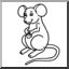 Clip Art: Cartoon Mouse with Cheese (coloring page)