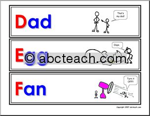 Word Strips: Alphabet Words – stick figures (color)