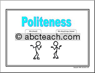 Poster: Life Skills – Politeness (stick figure)