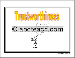 Poster: Life Skills – Trustworthiness (stick figures)
