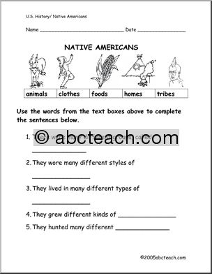 Worksheet: Native Americans (primary/elementary)