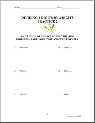 4 digits by 2 digits (set 1) Division