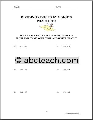 4 digits by 2 digits (set 1) Division