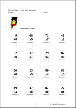 Multiplication (2 digits, set 2) Worksheet