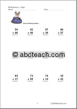 Multiplication (2 digits, set 1) Worksheet