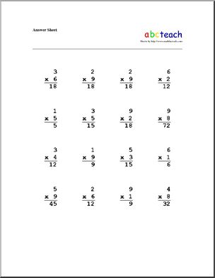 Multiplication (to 12) Worksheet