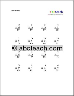 Multiplication (to 12) Worksheet