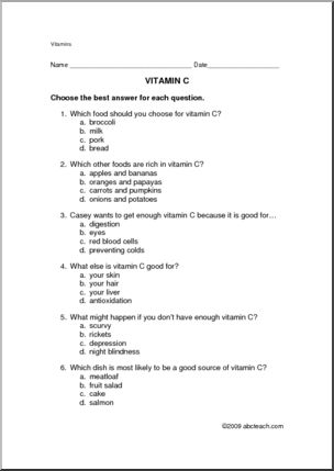 Worksheet: Vitamin C