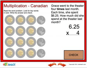 Interactive: Flipchart: Math: Multiplication-Canadian Coins