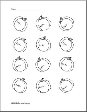 Multiplication Basic Facts Practice Pumpkins (elem) Math