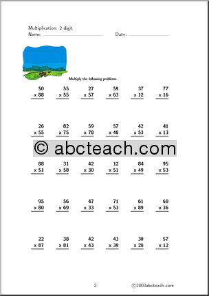 Multiplication (2 digits, set 3) Worksheet