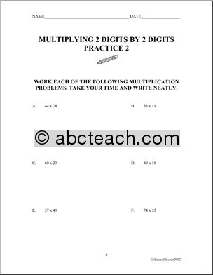 Multiplication (2 digit) Worksheet