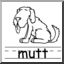 Clip Art: Basic Words: Mutt B&W (poster)