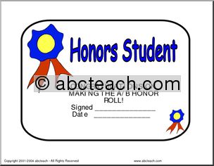 Certificate: Honor Roll A/B Student