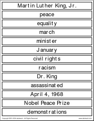 Word Wall: Martin Luther King, Jr. (upper/middle)