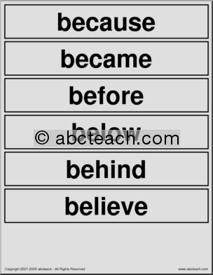 Word Wall: “be” words