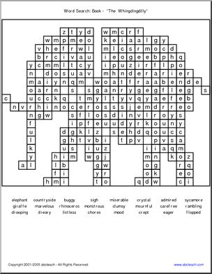 Word Search: “The  Whingdingdilly” (primary/elem)