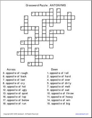 Antonyms (harder) Crossword