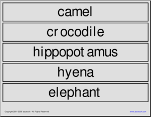 Word Wall:  African Animals