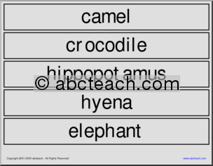 Word Wall:  African Animals