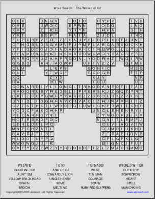 The Wizard of Oz Word Search