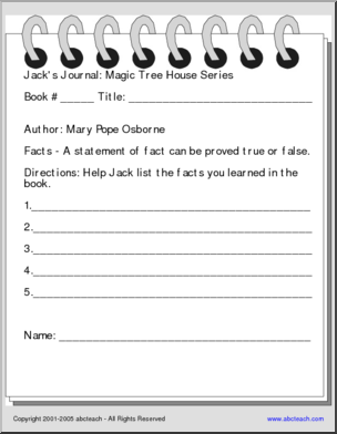 Notepad for Magic Tree House books Shapebook