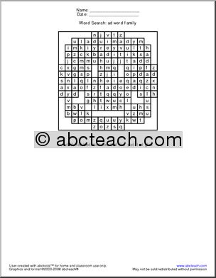 Word Search: “ad” words (primary)
