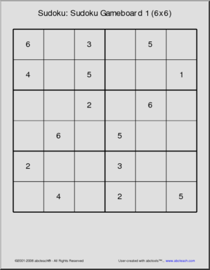 Sudoku: Gameboard 6×6 (1)