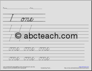 Cursive number 1 (AB-Style Font) Handwriting Practice