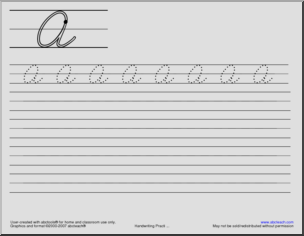 Handwriting Practice: Cursive Letter A (AB-Style Font)