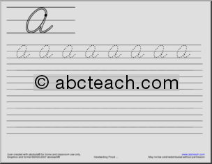 Handwriting Practice: Cursive Letter A (AB-Style Font)