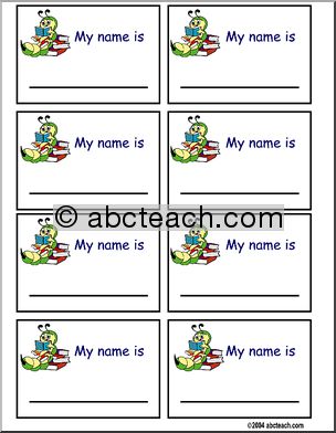 Name Tags: Bookworm graphic