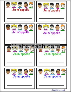 French Name Tag: Je m’appelle