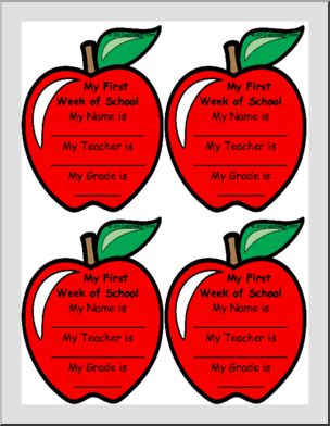 Name Tags: First Week – Apple (color)