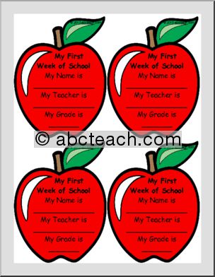 Name Tags: First Week – Apple (color)