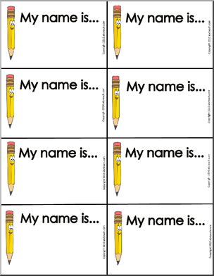 Name Tag: My name is… (cute pencil image))