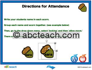 Interactive: Notebook: Attendance Template: Acorns