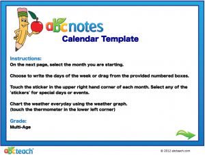Interactive: Notebook: Calendar Template (fill-in)