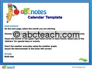 Interactive: Notebook: Calendar Template (fill-in)