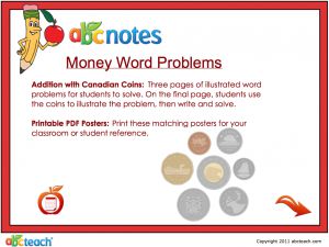 Interactive: Notebook: Math: Addition-Canadian Coins