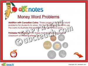 Interactive: Notebook: Math: Addition-Canadian Coins