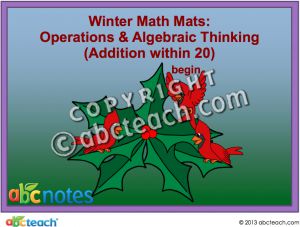 Interactive: Notebook: Math Mats: Operations & Algebraic Thinking, Addition – Winter Theme (grade 1)