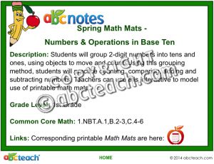 Interactive: Notebook: Math Mats: Numbers & Operations in Base Ten – Spring Theme (grade 1)